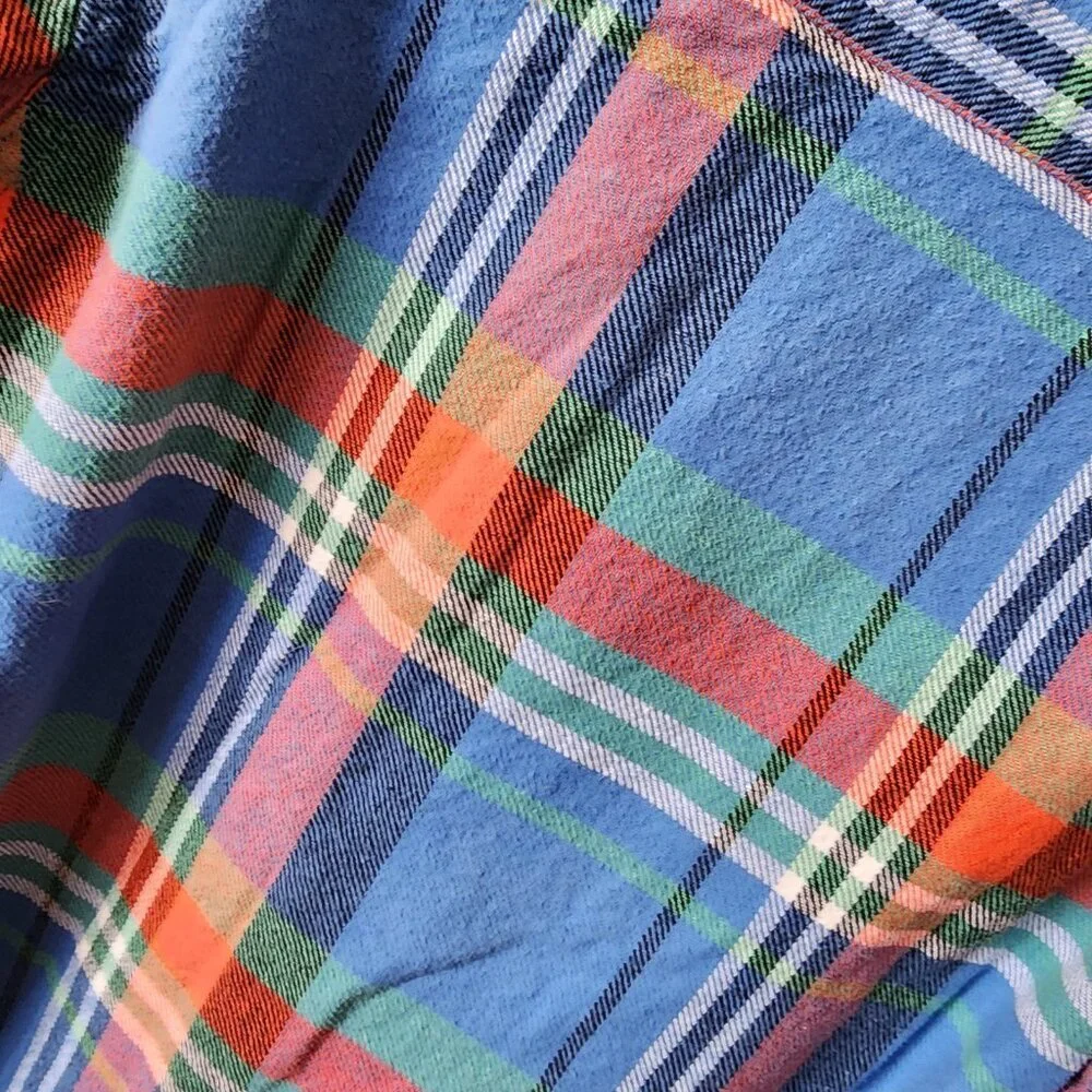 GapKids Blue Plaid Button-up Long Sleeve Heavyweight Flannel Shirt Size 8 Medium